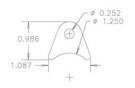 4130 1/8" THK, 1/4" HOLE, 1/2" HT, 1 1/4" TUBE RADIUS CHASSIS TAB - QTY 20